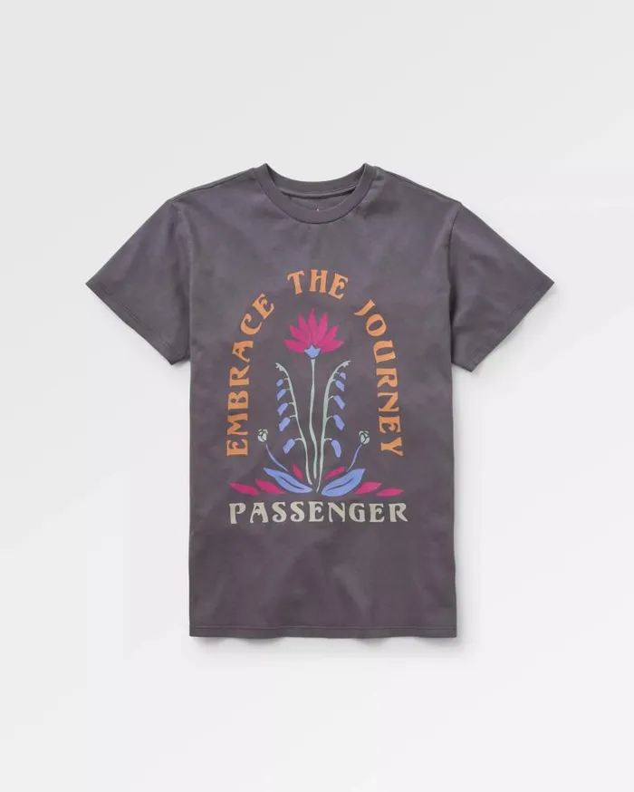 Women Tops Passenger Bud Recycled Cotton TShirt Charcoal Charcoal