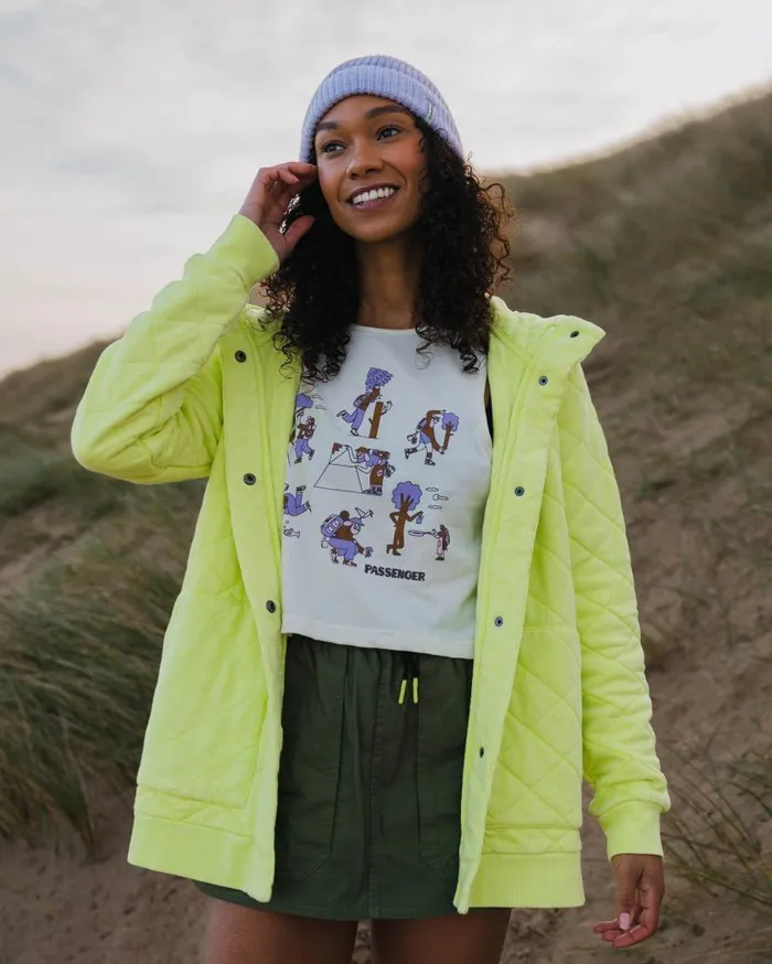 Women Tops Passenger Clementine Recycled Quilted Popper Up Hoodie Lime Juice Lime Juice