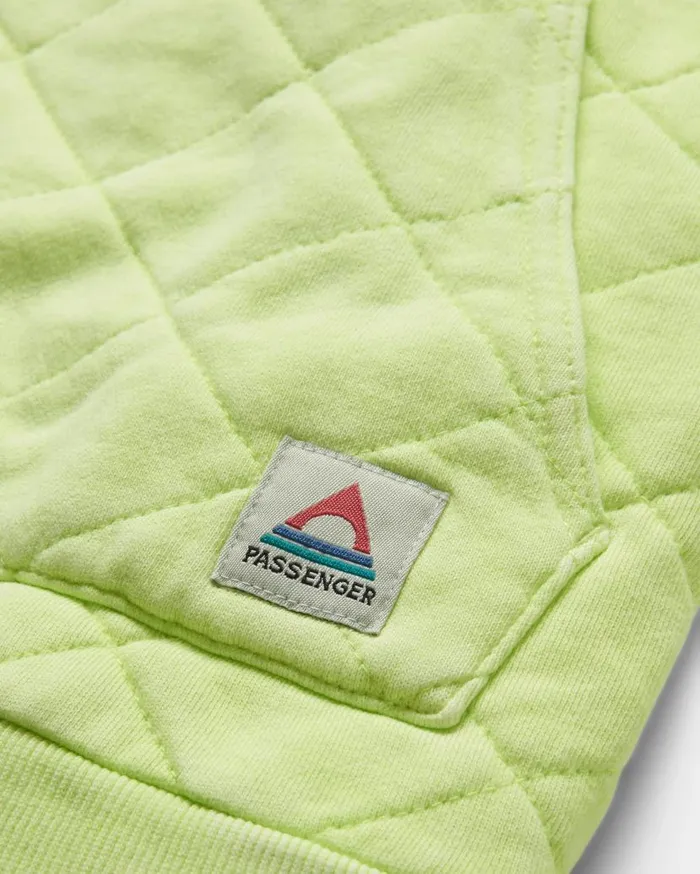 Women Tops Passenger Clementine Recycled Quilted Popper Up Hoodie Lime Juice Lime Juice
