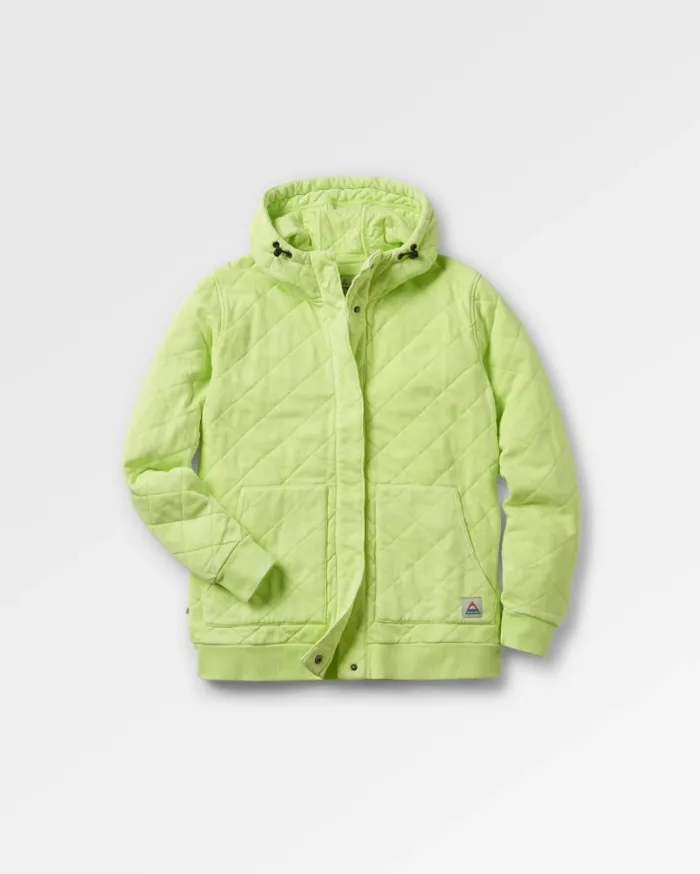 Women Tops Passenger Clementine Recycled Quilted Popper Up Hoodie Lime Juice Lime Juice