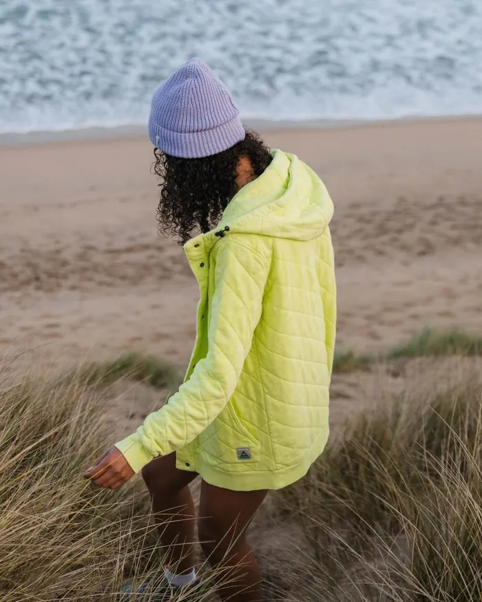 Women Tops Passenger Clementine Recycled Quilted Popper Up Hoodie Lime Juice Lime Juice