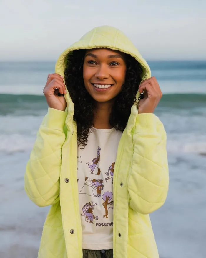 Women Tops Passenger Clementine Recycled Quilted Popper Up Hoodie Lime Juice Lime Juice