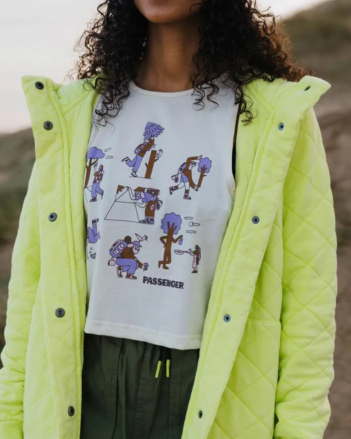 Women Tops Passenger Clementine Recycled Quilted Popper Up Hoodie Lime Juice Lime Juice