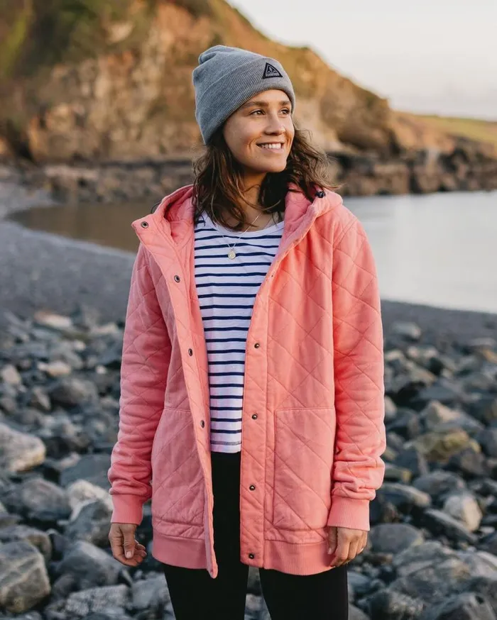 Women Tops Passenger Clementine Recycled Quilted Popper Up Hoodie Shell Pink Shell Pink Women Tops Passenger Clementine Recycled Quilted Popper Up Hoodie Shell Pink Shell Pink