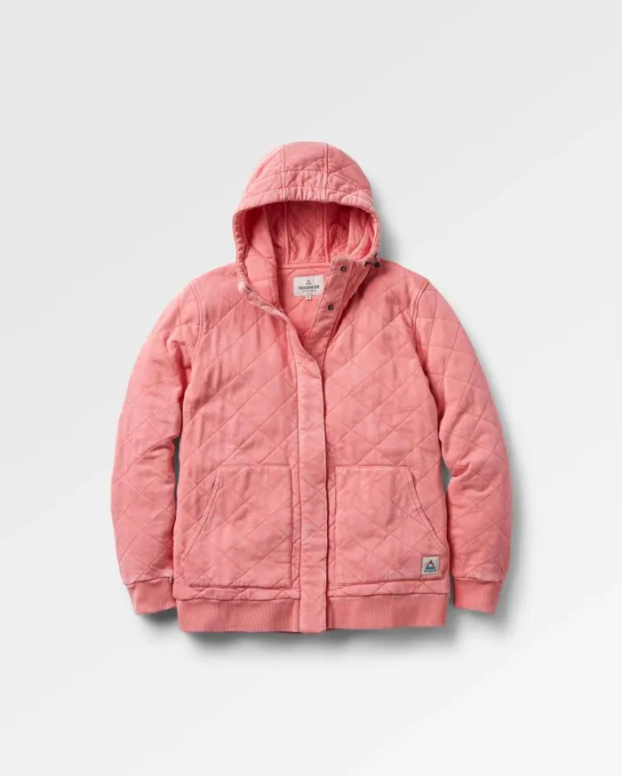 Women Tops Passenger Clementine Recycled Quilted Popper Up Hoodie Shell Pink Shell Pink