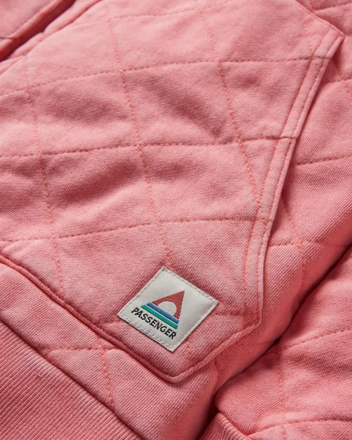 Women Tops Passenger Clementine Recycled Quilted Popper Up Hoodie Shell Pink Shell Pink