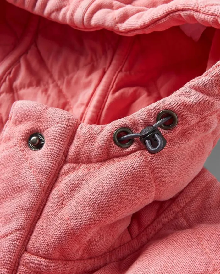 Women Tops Passenger Clementine Recycled Quilted Popper Up Hoodie Shell Pink Shell Pink