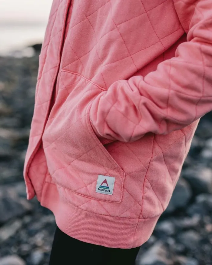 Women Tops Passenger Clementine Recycled Quilted Popper Up Hoodie Shell Pink Shell Pink