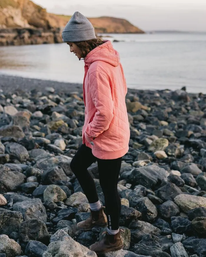 Women Tops Passenger Clementine Recycled Quilted Popper Up Hoodie Shell Pink Shell Pink