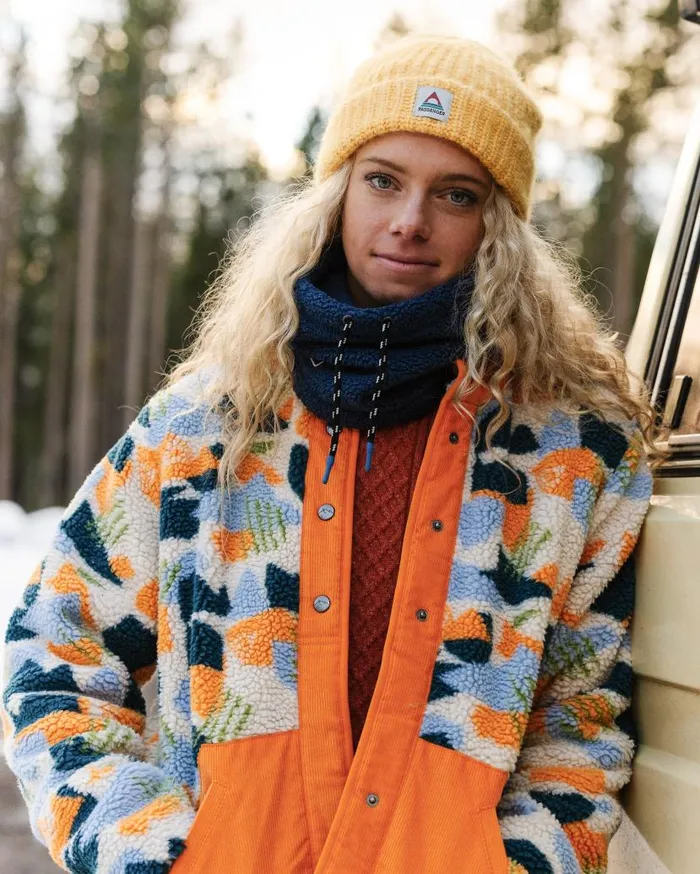 Women Tops Passenger Clover Recycled DeepPile Sherpa Fleece Off White Camo Off White Camo
