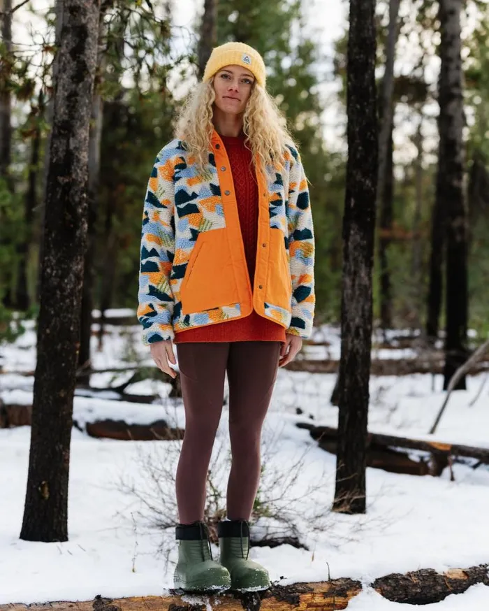 Women Tops Passenger Clover Recycled DeepPile Sherpa Fleece Off White Camo Off White Camo