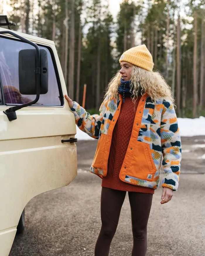 Women Tops Passenger Clover Recycled DeepPile Sherpa Fleece Off White Camo Off White Camo