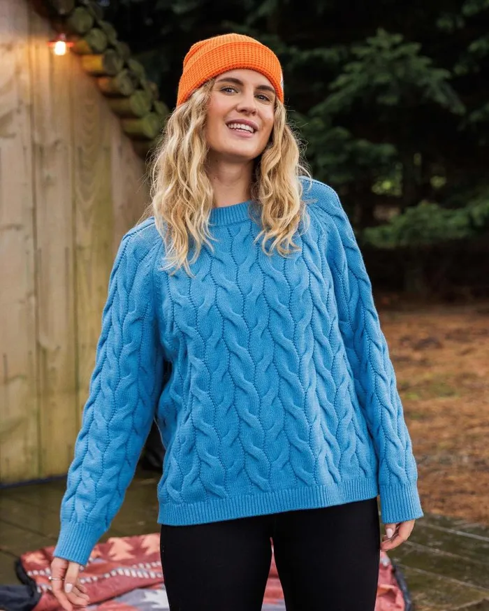Women Tops Passenger Comfort Organic Knitted Jumper Atlantic Blue Atlantic Blue