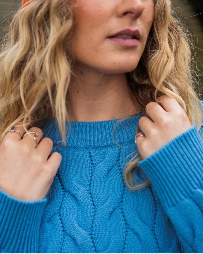 Women Tops Passenger Comfort Organic Knitted Jumper Atlantic Blue Atlantic Blue