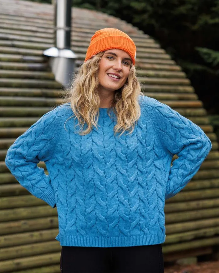 Women Tops Passenger Comfort Organic Knitted Jumper Atlantic Blue Atlantic Blue