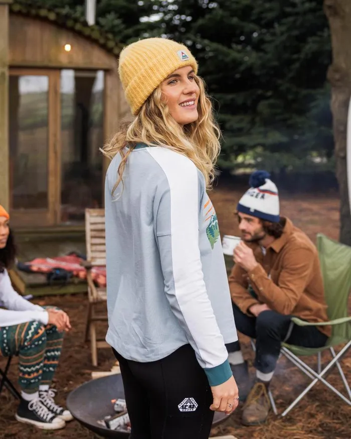 Women Tops Passenger Hilltop Organic Cotton LS TShirt Blue Fog Blue Fog