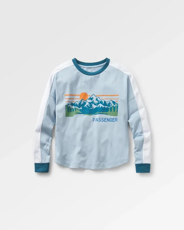 Women Tops Passenger Hilltop Organic Cotton LS TShirt Blue Fog Blue Fog