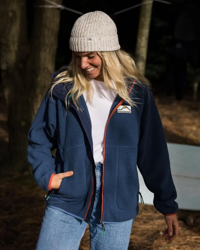 Women Tops Passenger North Coast 20 Full Zip Recycled Sherpa Fleece Dark Denim Dark Denim