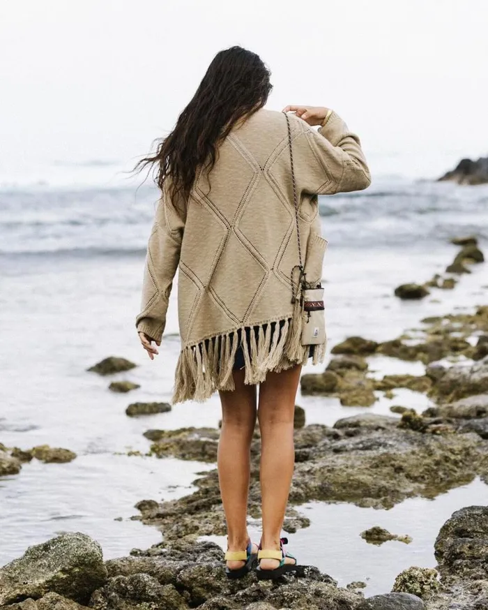 Women Tops Passenger Palm Organic Cotton Cardigan Biscuit Biscuit