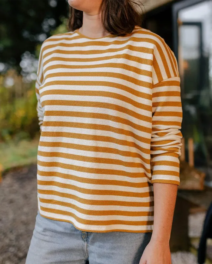 Women Tops Passenger Panorama Striped LS TShirt Amber Gold Amber Gold