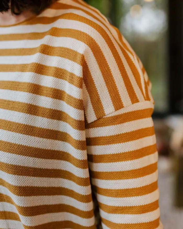 Women Tops Passenger Panorama Striped LS TShirt Amber Gold Amber Gold