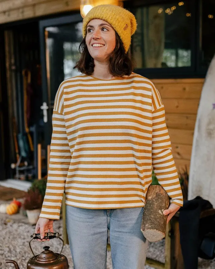 Women Tops Passenger Panorama Striped LS TShirt Amber Gold Amber Gold