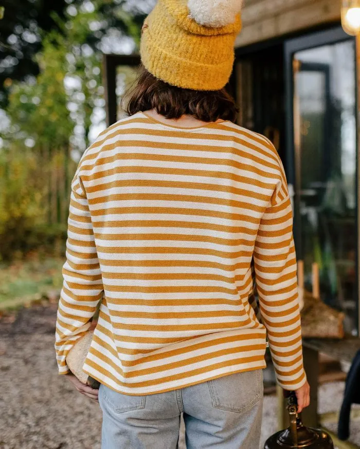 Women Tops Passenger Panorama Striped LS TShirt Amber Gold Amber Gold
