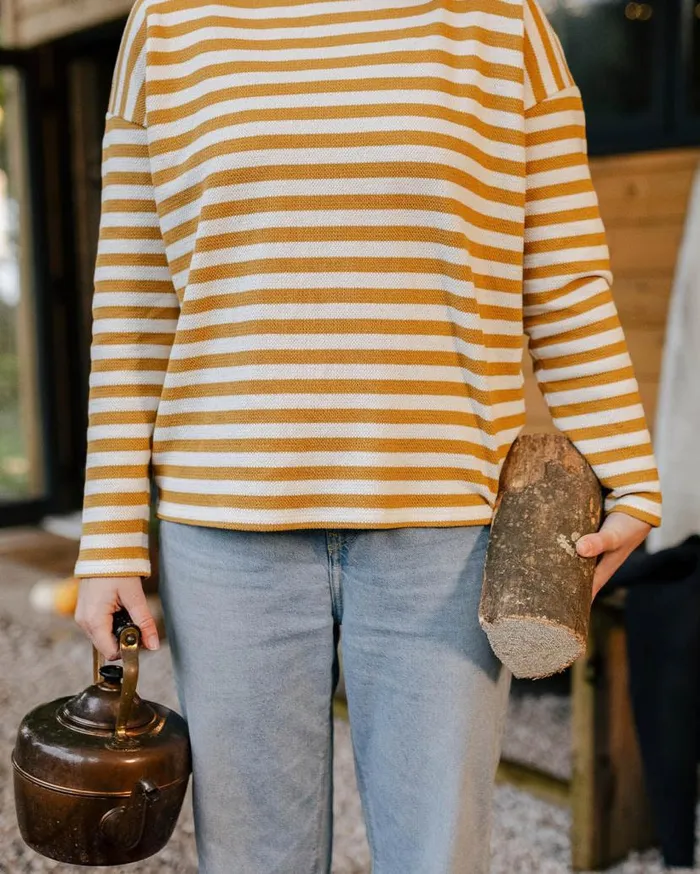 Women Tops Passenger Panorama Striped LS TShirt Amber Gold Amber Gold