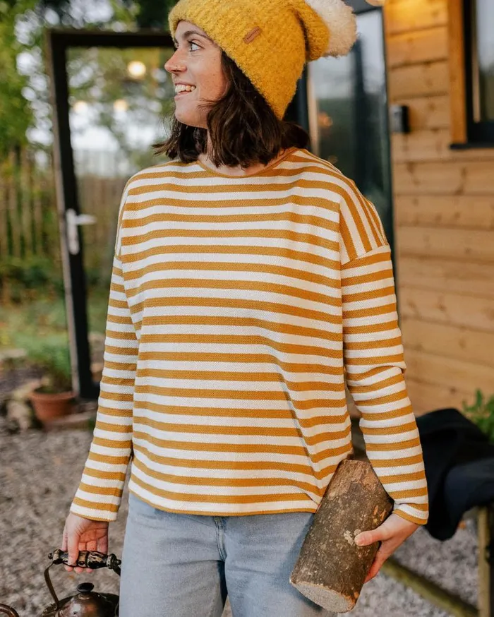 Women Tops Passenger Panorama Striped LS TShirt Amber Gold Amber Gold