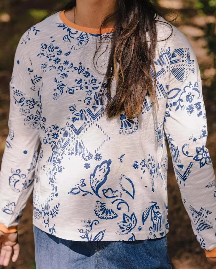 Women Tops Passenger Patchwork Recycled Cotton LS TShirt Off White Off White