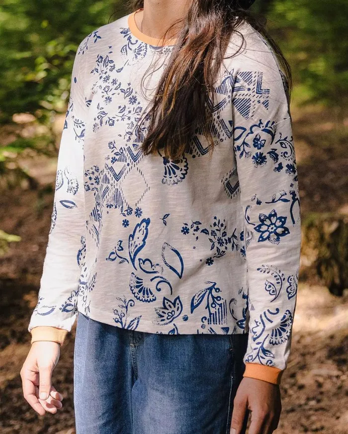 Women Tops Passenger Patchwork Recycled Cotton LS TShirt Off White Off White
