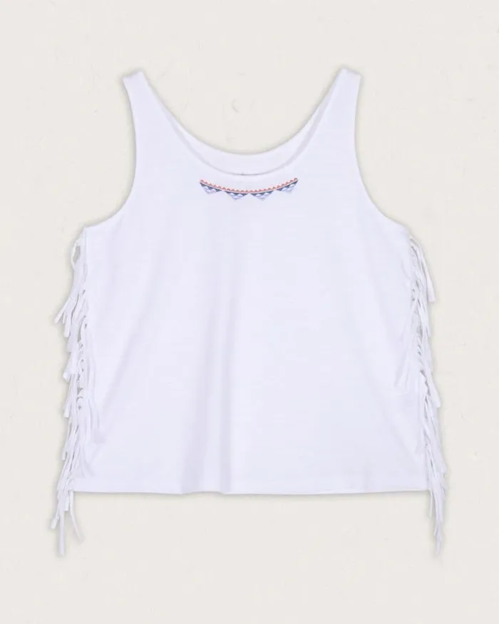 Women Tops Passenger Poppy Recycled Cotton Tassel Vest White White