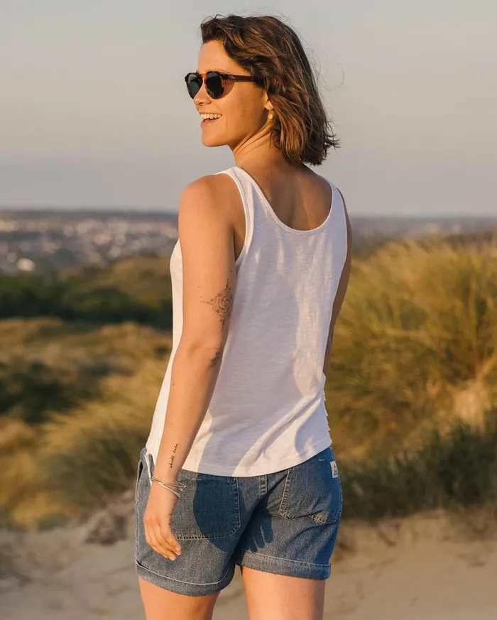 Women Tops Passenger Poppy Recycled Cotton Tassel Vest White White