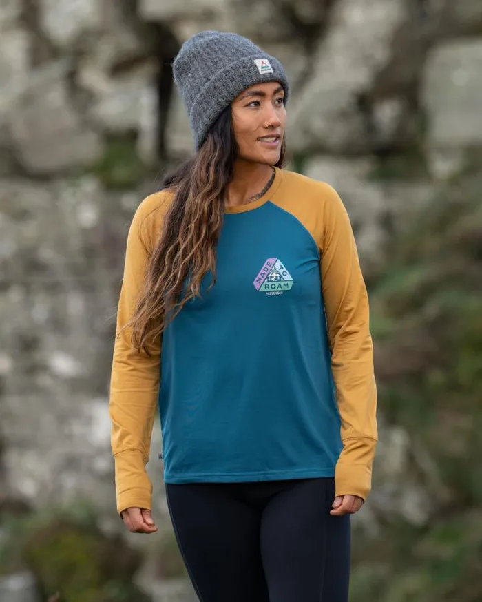 Women Tops Passenger River Recycled Active LS TShirt Dusty Ochre Corsair Blue Dusty Ochre Corsair Blue