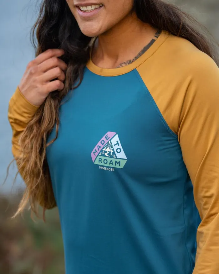 Women Tops Passenger River Recycled Active LS TShirt Dusty Ochre Corsair Blue Dusty Ochre Corsair Blue