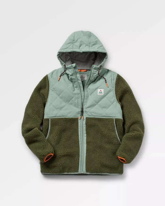 Women Tops Passenger Sefton Recycled DeepPile Sherpa Full Zip Fleece Khaki Khaki