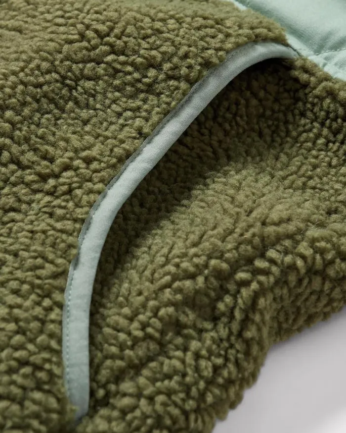Women Tops Passenger Sefton Recycled DeepPile Sherpa Full Zip Fleece Khaki Khaki