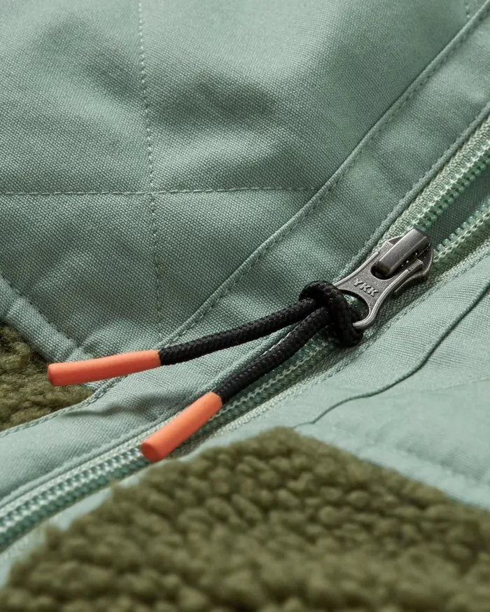 Women Tops Passenger Sefton Recycled DeepPile Sherpa Full Zip Fleece Khaki Khaki