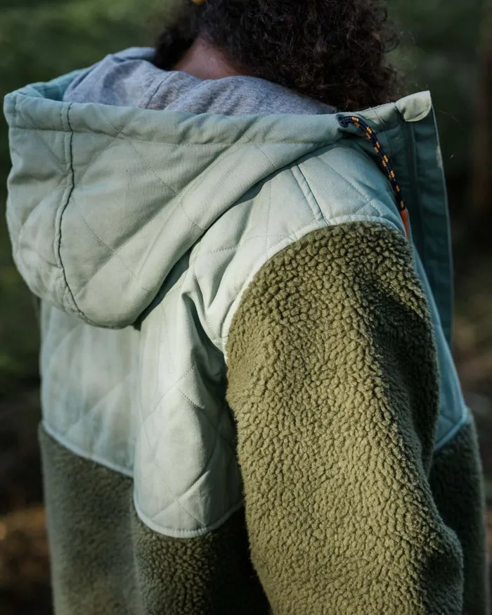 Women Tops Passenger Sefton Recycled DeepPile Sherpa Full Zip Fleece Khaki Khaki