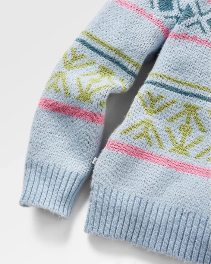 Women Tops Passenger Whimsical Recycled Knitted Jumper Homespun Stripe Blue Fog Homespun Stripe Blue Fog