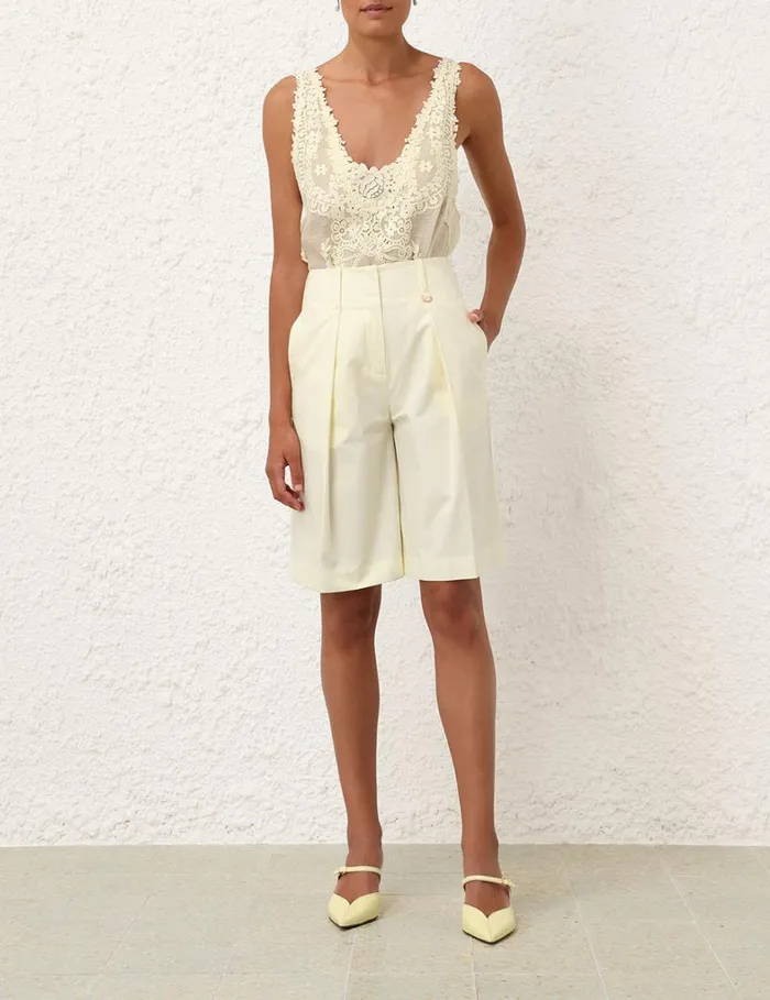 Women Tops Zimmermann Natura Lace Patch Tank Lemon