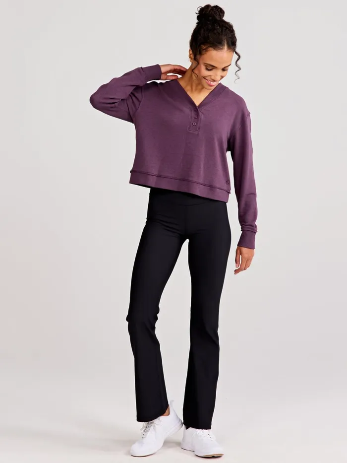 Women Varsity Henley Sweatshirt Tasc Performance Lounge