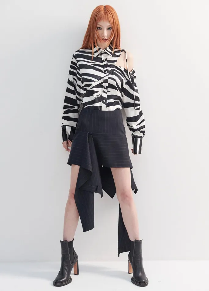Women Zebra Slashed Blouse MONSE Tops