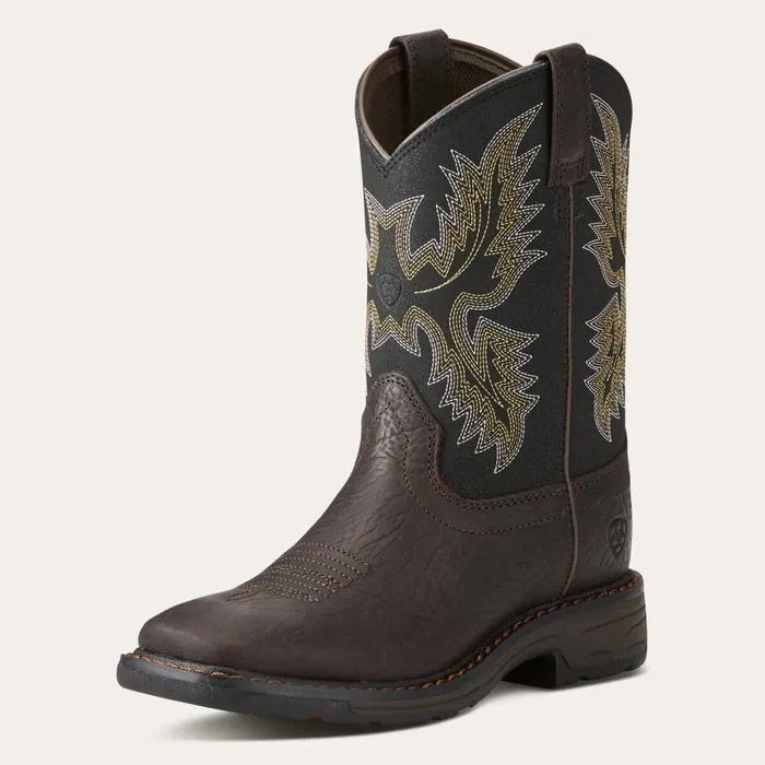WorkHog Wide Square Toe Boot Bruin Brown Kids Ariat Big Kids039 Footwear