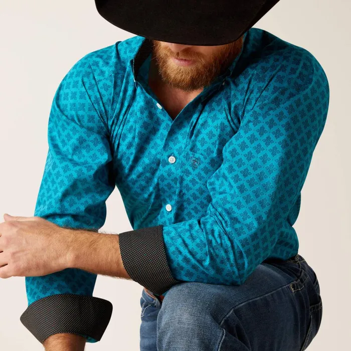 Wrinkle Free Gael Fitted Shirt Enamel Blue Men Ariat Button Down Shirts Wrinkle Free Gael Fitted Shirt Enamel Blue Men Ariat Button Down Shirts
