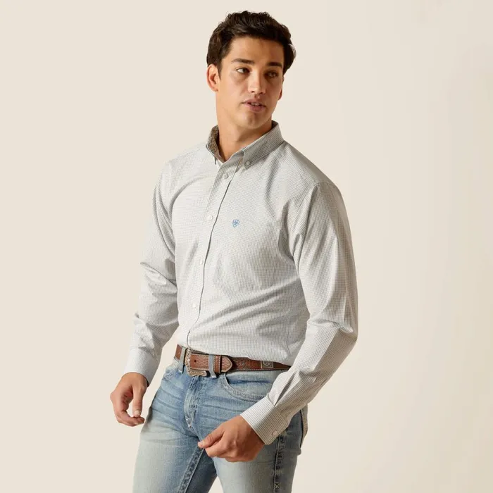 Wrinkle Free Kaeden Fitted Shirt White Men Ariat Button Down Shirts