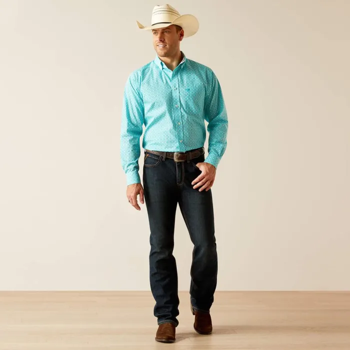 Wrinkle Free Stanley Classic Fit Shirt Peacock Blue Men Ariat Button Down Shirts Wrinkle Free Stanley Classic Fit Shirt Peacock Blue Men Ariat Button Down Shirts