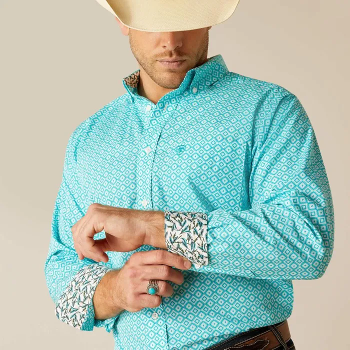 Wrinkle Free Stanley Classic Fit Shirt Peacock Blue Men Ariat Button Down Shirts Wrinkle Free Stanley Classic Fit Shirt Peacock Blue Men Ariat Button Down Shirts