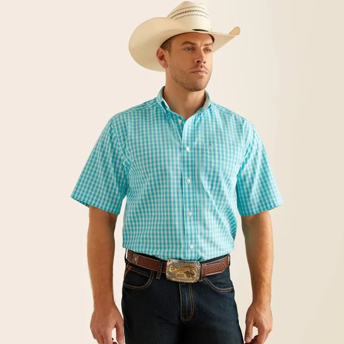 Wrinkle Free Sterling Classic Fit Shirt Blue Radiance Men Ariat Button Down Shirts