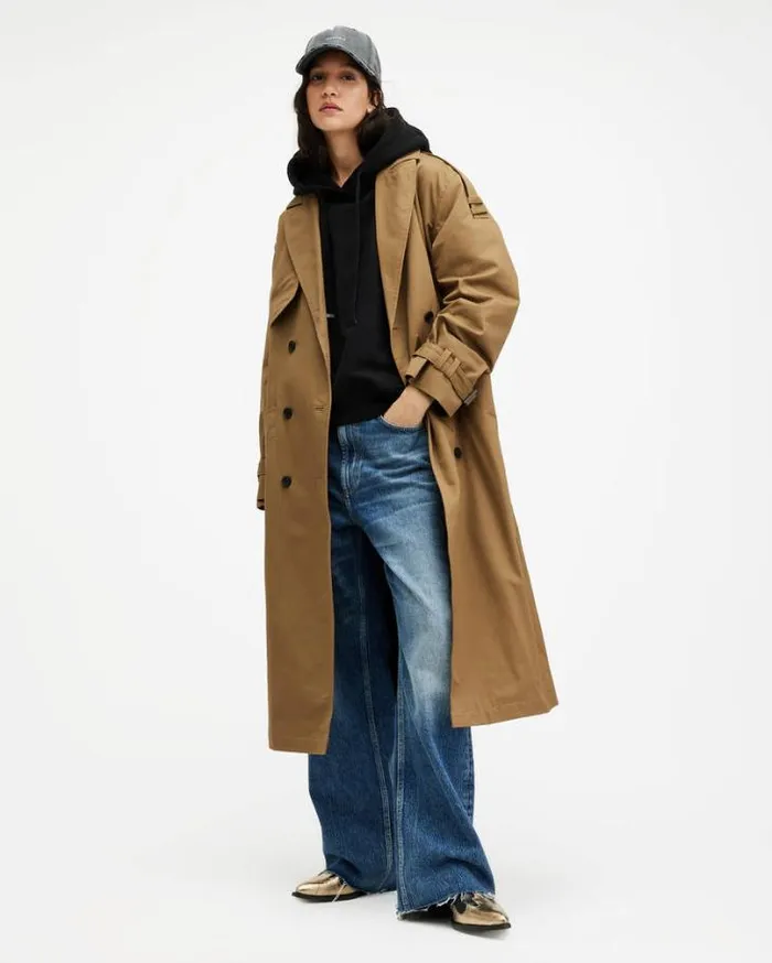 Wyatt Relaxed Fit Belted Trench Coat Brown Women AllSaints Jackets and Coats
